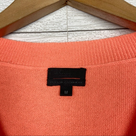 J.Crew Collection Cashmere Orange V Neck Sweater. - Picture 3 of 5
